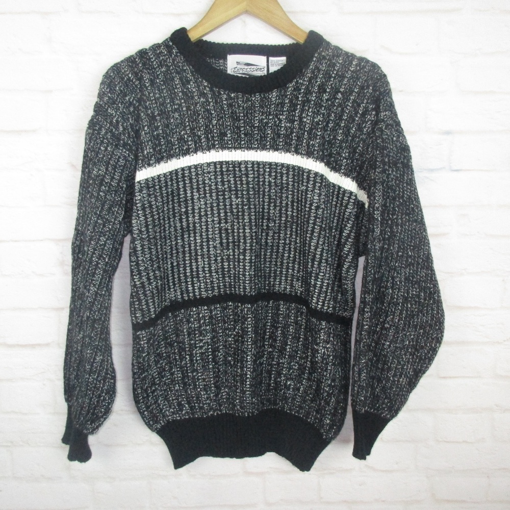 Expressions Men's size M Black White Vintage Knit